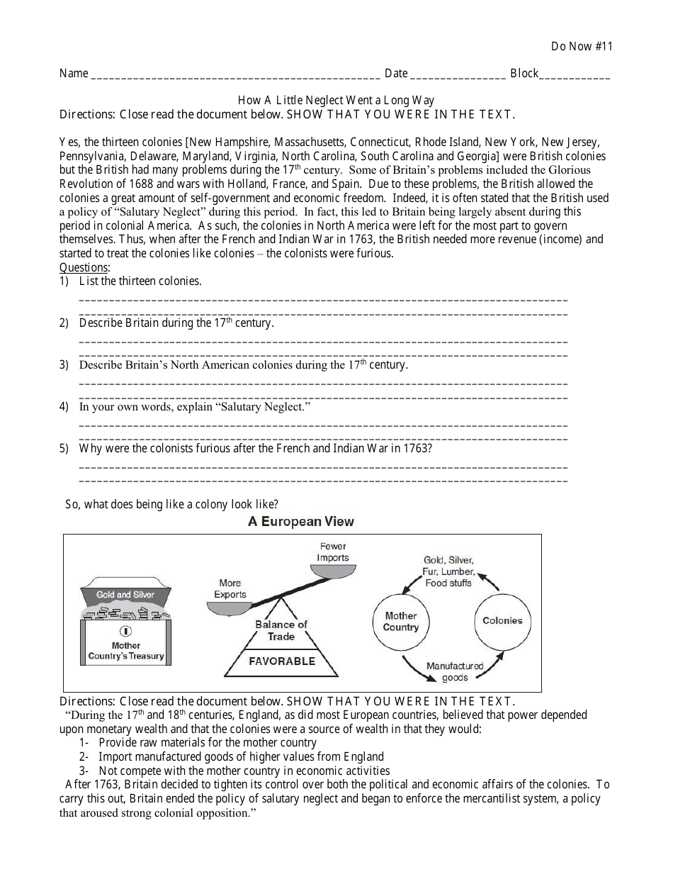 how a Little Neglect Went a Long Way" History Worksheet - White For French And Indian War Worksheet