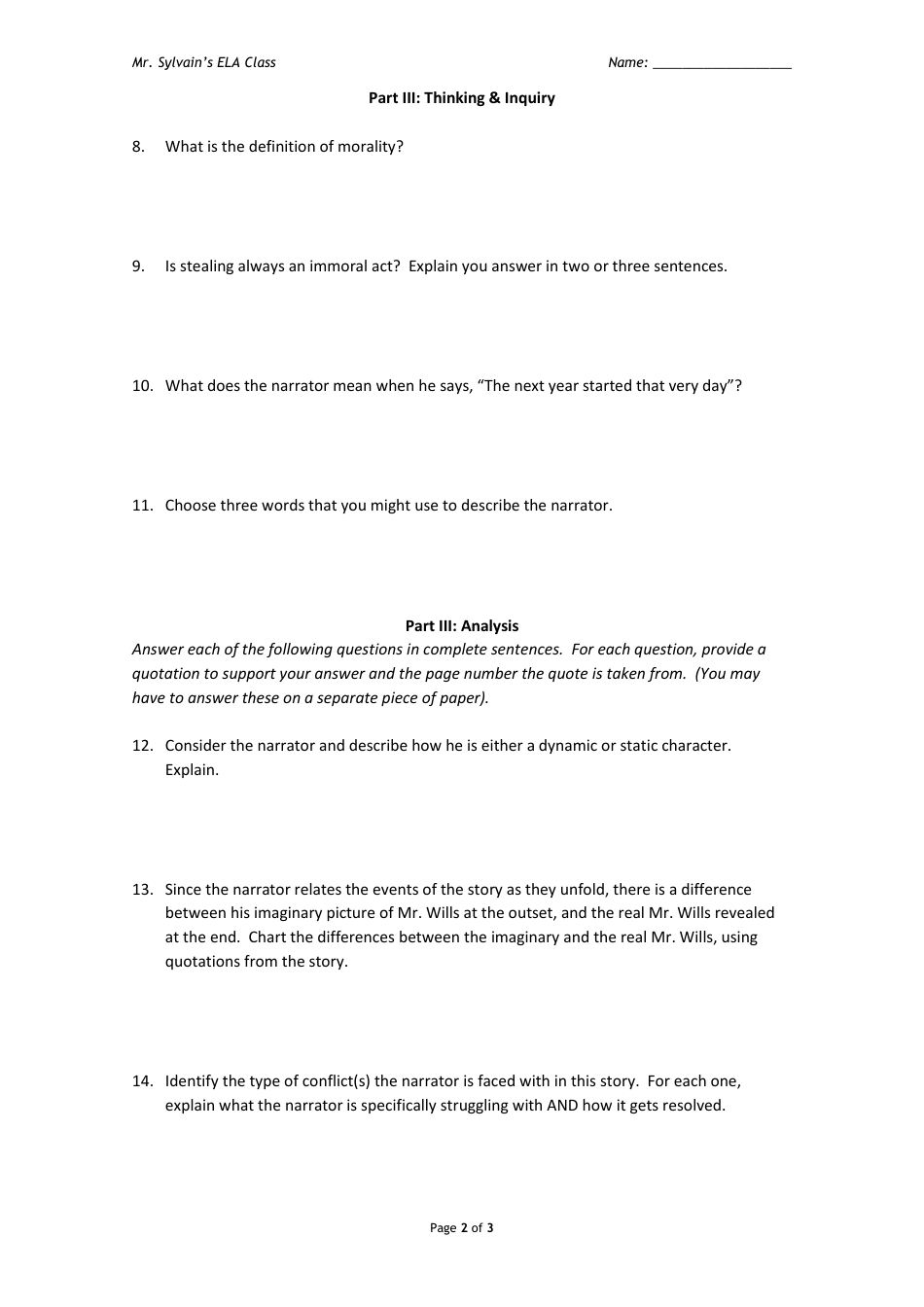 The Taste of Melon Reading Comprehension Worksheet - 11-th Grade, Sylvain Naud, Heritage International School, Page 2