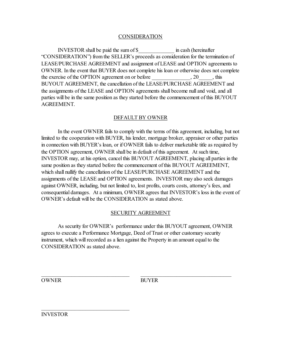 Buyout Agreement Template - Fill Out, Sign Online and Download PDF ...