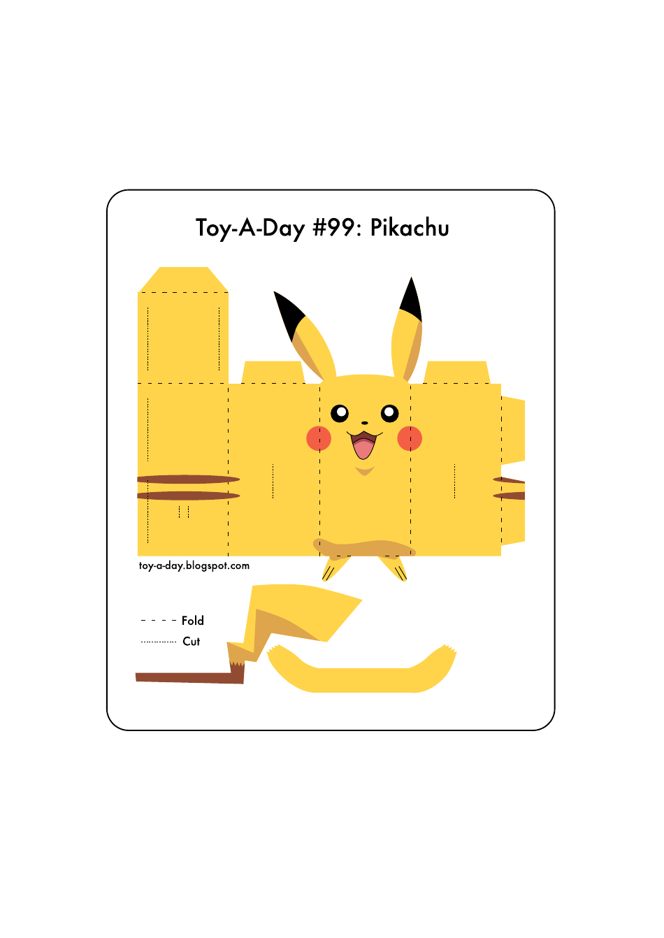 Pikachu Paper Toy Template