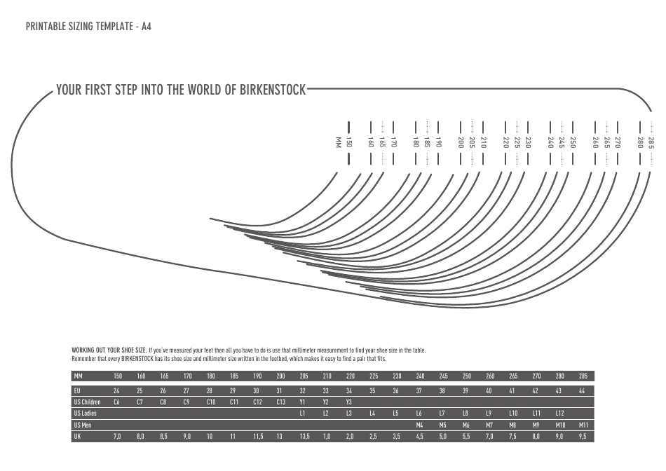 Birkenstock Shoe Size Chart Download Printable PDF Templateroller