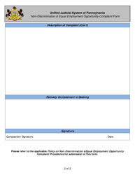 Non-discrimination &amp; Equal Employment Opportunity Complaint Form - Pennsylvania, Page 2