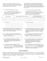 Temporary Protection From Abuse Order - Pennsylvania (English/Spanish), Page 5