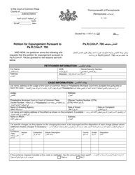 Document preview: Petition for Expungement Pursuant to Pa.r.crim.p. 790 - Pennsylvania (English/Arabic)