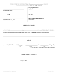 Document preview: Order to Vacate - Pennsylvania (English/Arabic)