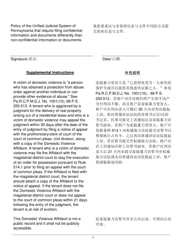Domestic Violence Affidavit - Pennsylvania (English/Chinese Simplified), Page 2