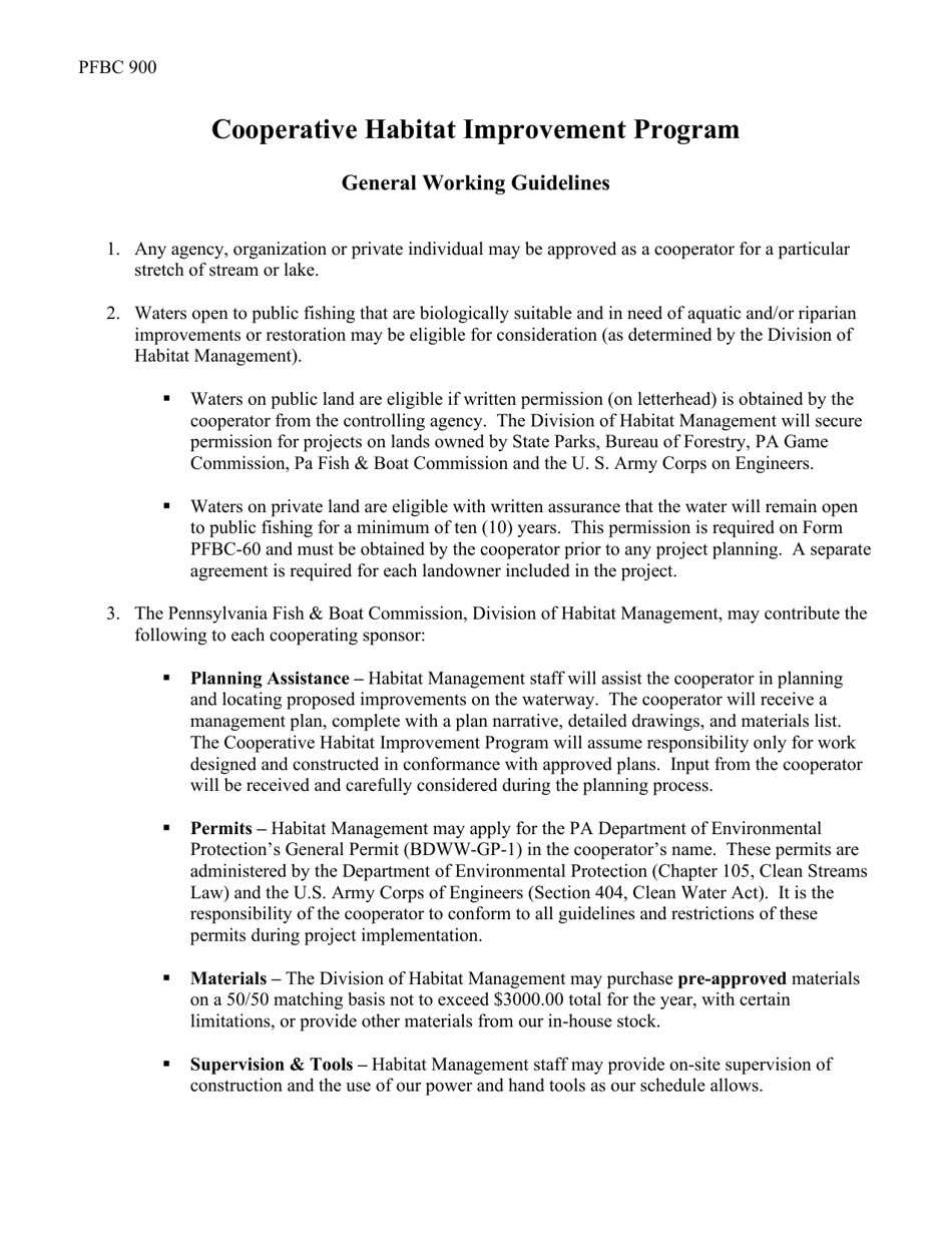 Form PFBC901 Request for Cooperative Habitat Improvement Project - Pennsylvania, Page 3