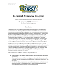 Document preview: Form PFBC902-TAB Request for Assistance - Technical Assistance Program - Pennsylvania