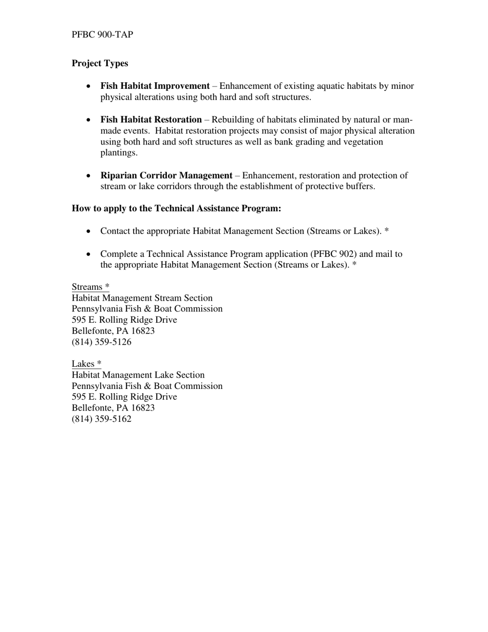 Form PFBC902-TAB Request for Assistance - Technical Assistance Program - Pennsylvania, Page 3