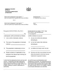 Document preview: Domestic Violence Affidavit - Pennsylvania (English/French)