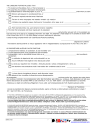 Form AOPC310A Landlord/Tenant Complaint - Pennsylvania (English/French), Page 2
