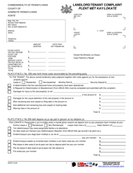 Form AOPC310A Landlord/Tenant Complaint - Pennsylvania (English/Haitian Creole)