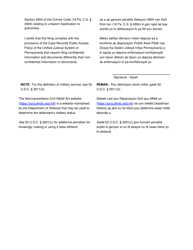Servicemembers Civil Relief Act Affidavit - Pennsylvania (English/Haitian Creole), Page 2