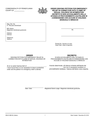 Document preview: Form MDJS306E-BL Order Denying Petition for Emergency Relief in Connection With Claims of Sexual Violence or Intimidation - Pennsylvania (English/Italian)