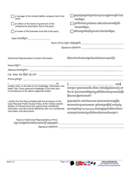 Form AOPC317 Authorization of Representative - Pennsylvania (English/Khmer), Page 2