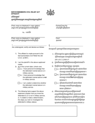 Servicemembers Civil Relief Act Affidavit - Pennsylvania (English/Khmer)