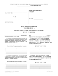 Document preview: Attachment A Petition for Protection From Abuse - Firearms, Other Weapons and Ammunition Inventory - Pennsylvania (English/Korean)