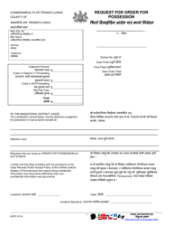 Document preview: Form AOPC311A Request for Order for Possession - Pennsylvania (English/Nepali)