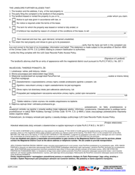 Form AOPC310A Landlord/Tenant Complaint - Pennsylvania (English/Polish), Page 2