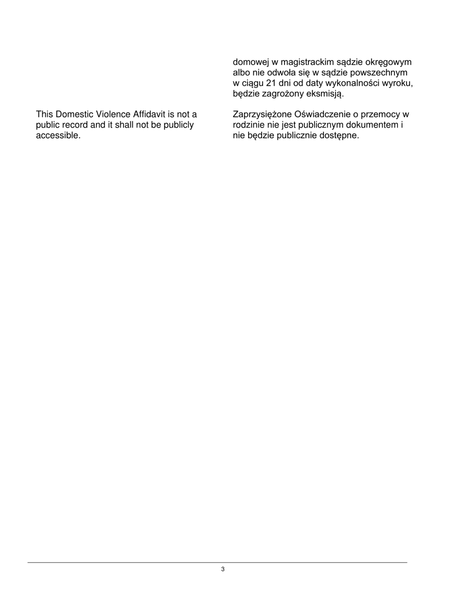 Domestic Violence Affidavit - Pennsylvania (English / Polish), Page 3