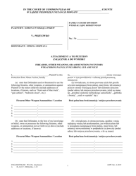 Document preview: Attachment A Petition for Protection From Abuse - Firearms, Other Weapons, or Ammunition Inventory - Pennsylvania (English/Polish)