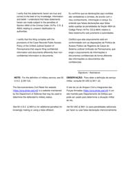 Servicemembers Civil Relief Act Affidavit - Pennsylvania (English/Portuguese), Page 2