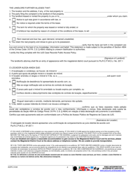 Form AOPC310A Landlord/Tenant Complaint - Pennsylvania (English/Portuguese), Page 2