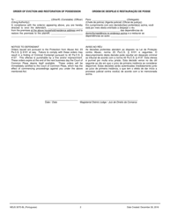 Form MDJS307D-BL Order Granting Emergency Relief From Abuse - Pennsylvania (English/Portuguese), Page 2