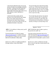 Servicemembers Civil Relief Act Affidavit - Pennsylvania (English/Vietnamese), Page 2