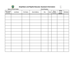 Document preview: Amphibian and Reptile Educator Assistant Information - Pennsylvania