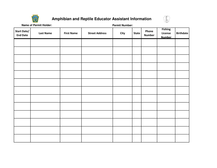 Amphibian and Reptile Educator Assistant Information - Pennsylvania Download Pdf