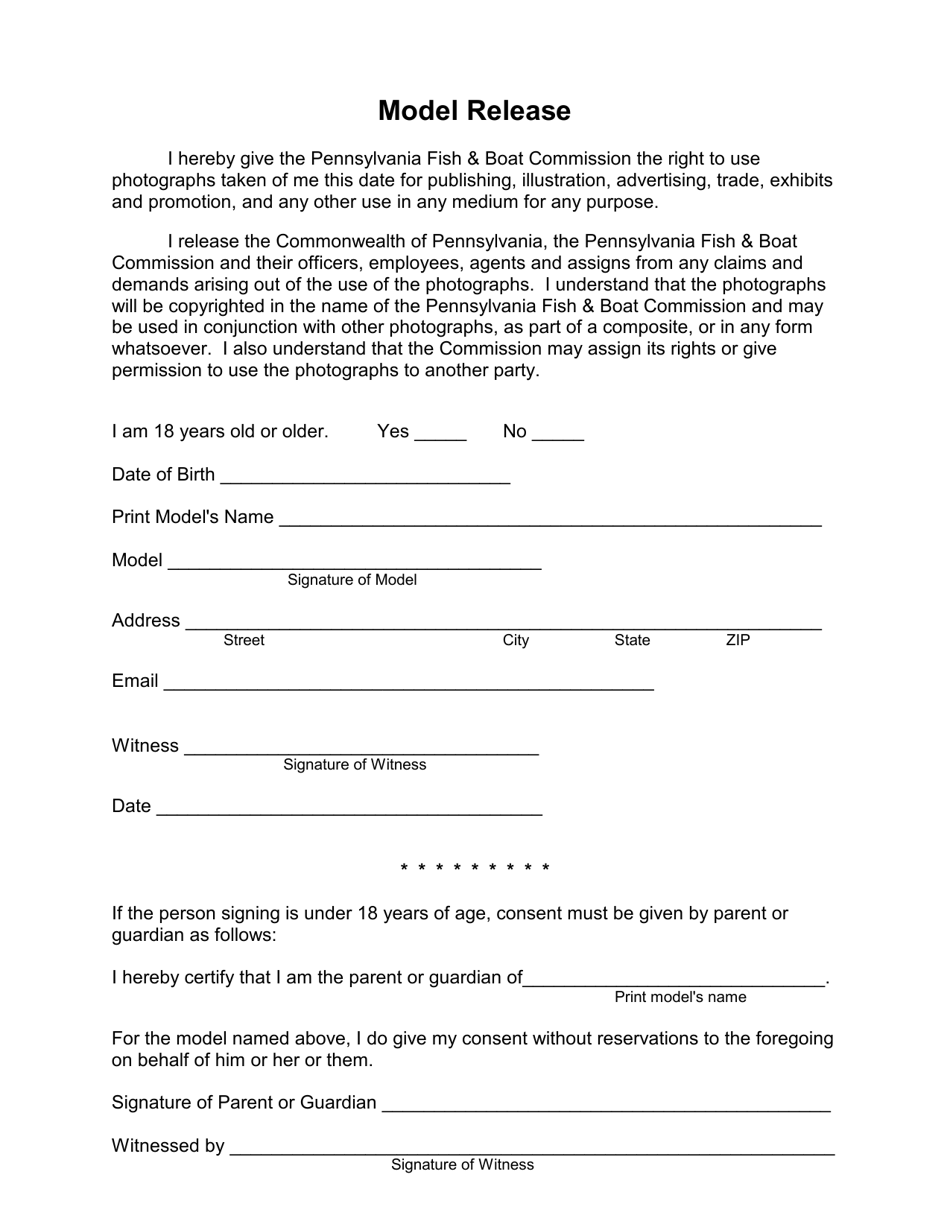 Pennsylvania Model Release - Fill Out, Sign Online and Download PDF ...