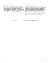 Form MDJS306D-BL Order Granting Petition for Emergency Relief in Connection With Claims of Sexual Violence or Intimidation - Pennsylvania (English/Polish), Page 2
