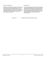 Form MDJS306D-BL Order Granting Petition for Emergency Relief in Connection With Claims of Sexual Violence or Intimidation - Pennsylvania (English/Portuguese), Page 2