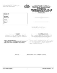 Document preview: Form MDJS306E-BL Order Denying Petition for Emergency Relief in Connection With Claims of Sexual Violence or Intimidation - Pennsylvania (English/Portuguese)