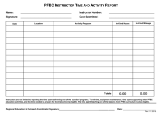 Document preview: Pfbc Instructor Time and Activity Report - Pennsylvania