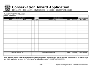Conservation Award Application - Pennsylvania, Page 2