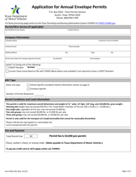 Form MCD-301 Application for Annual Envelope Permits - Texas