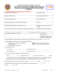 Form SFMO-2 &quot;Application for Permit to Use Pyrotechnics or Proximate Audience Displays on State-Owned Property&quot; - Virginia