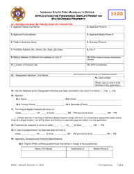 Form SFMO-1 &quot;Application for Fireworks Display Permit on State-Owned Property&quot; - Virginia