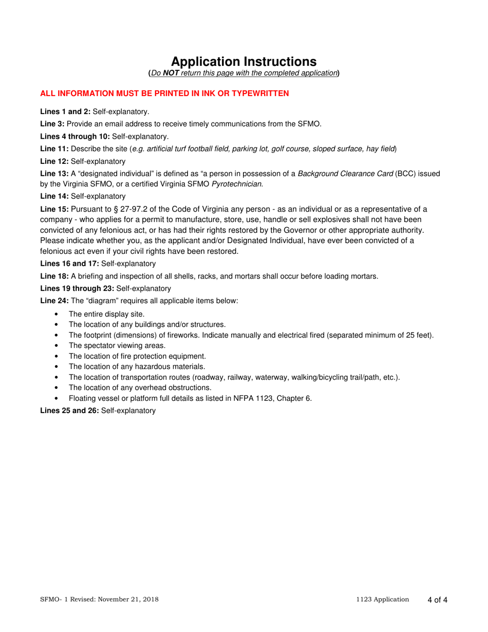 Form SFMO-1 Application for Fireworks Display Permit on State-Owned Property - Virginia, Page 4