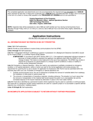 Form SFMO-6 Application for Permit to Use Explosives - Virginia, Page 2