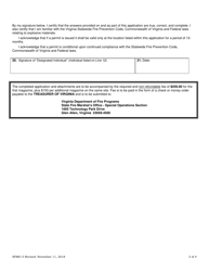 Form SFMO-5 Application for Permit to Store Explosives - Virginia, Page 3