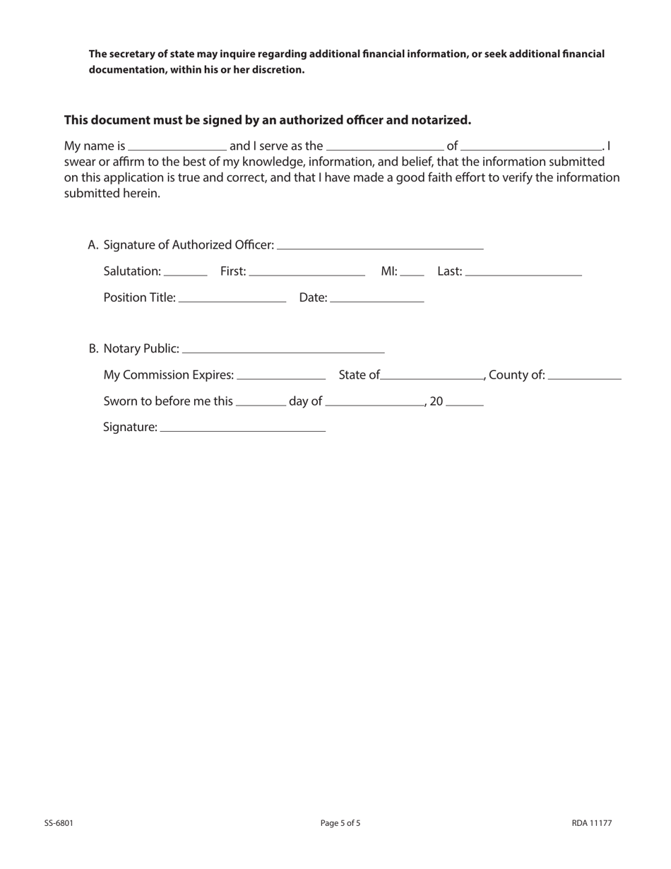 Form SS-6801 Renewal Application for Licensed Fantasy Sports Operators - Tennessee, Page 5