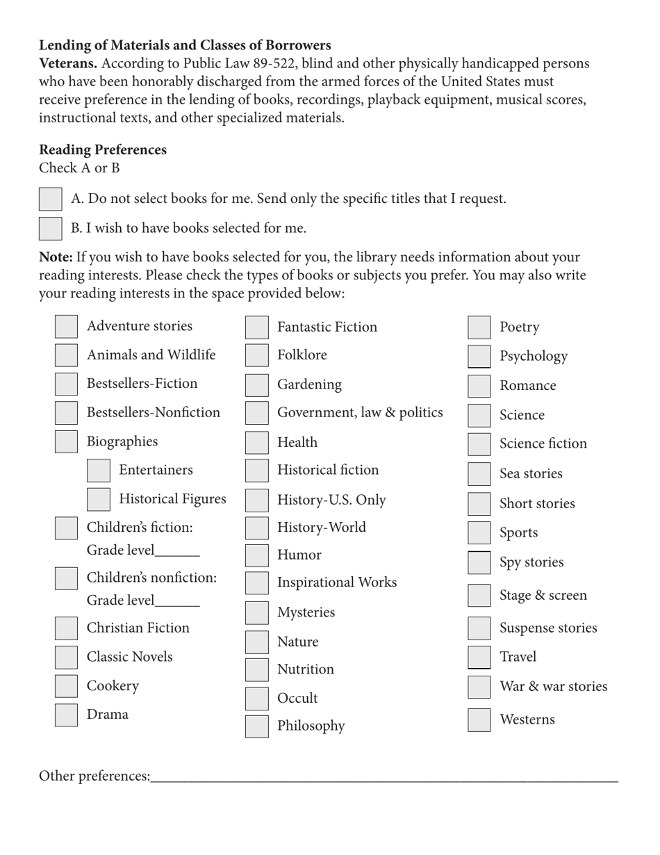 Application for Free Library Service - Individuals - Tennessee, Page 3