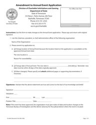 Document preview: Form SS-6065 Amendment to Annual Event Application - Tennessee