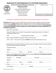 Form SS-6001 &quot;Application for Initial Registration of a Charitable Organization&quot; - Tennessee