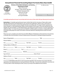 Document preview: Form SS-6066 Annual Event Financial Accounting Report for Events More Than $5,000 - Tennessee