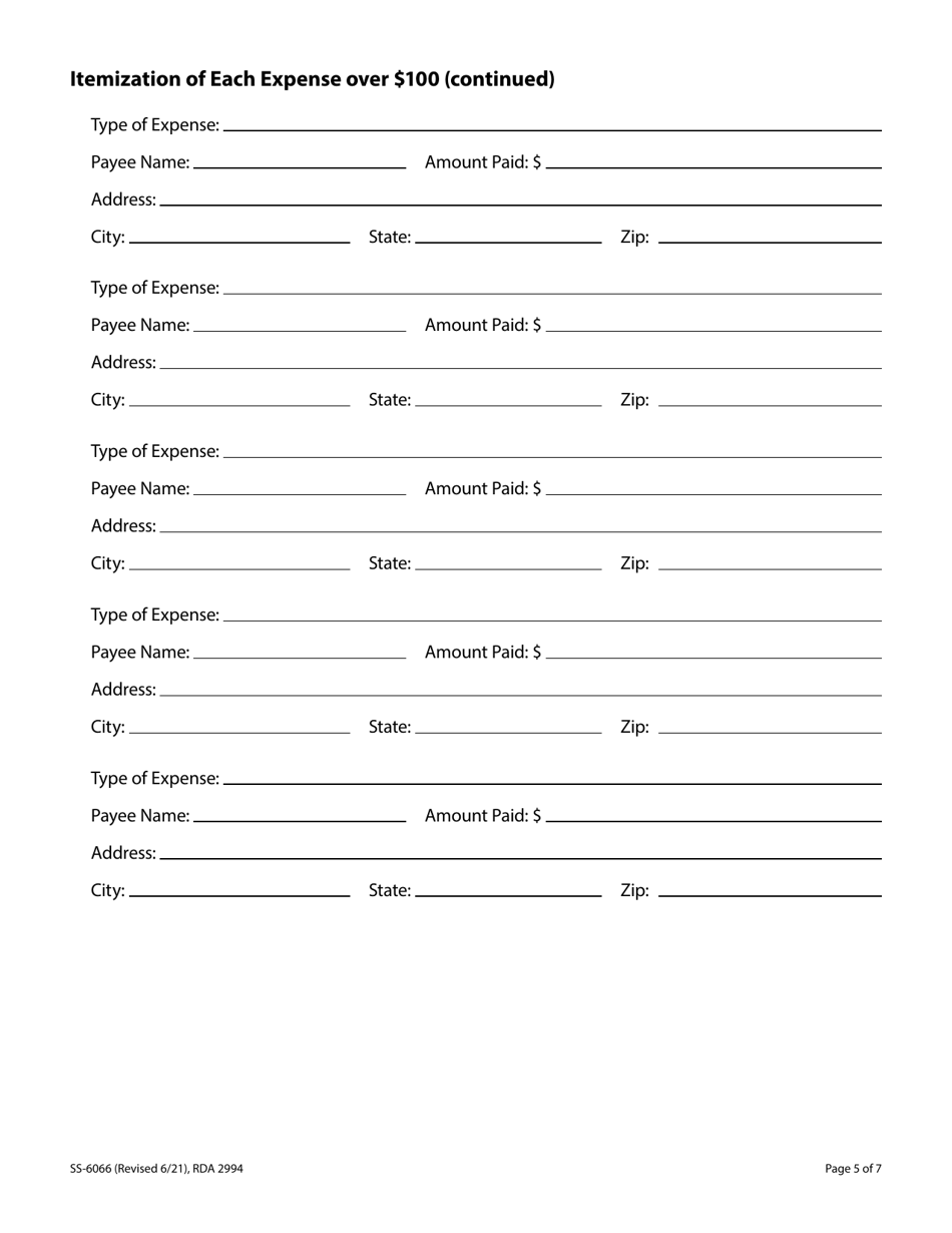 Form SS-6066 Annual Event Financial Accounting Report for Events More Than $5,000 - Tennessee, Page 5