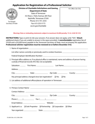 Form SS-6003 &quot;Application for Registration of a Professional Solicitor&quot; - Tennessee